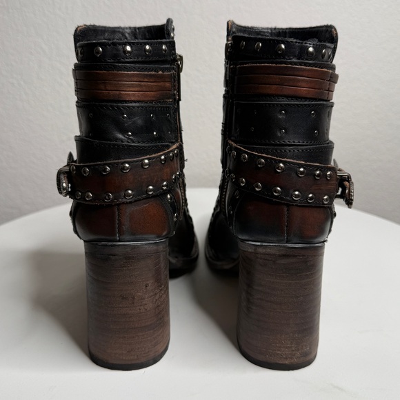 Freebird by Steven Julius Brown Leather Studded Buckle Ankle Boots Size 9 - Picture 5 of 8